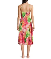 N by Natori Sleeveless V-Neck Satin Floral Print Coordinating Nightgown
