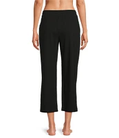 N by Natori Solid Knit Drawstring Tie Waist Side Pocket Coordinating Cropped Lounge Pant