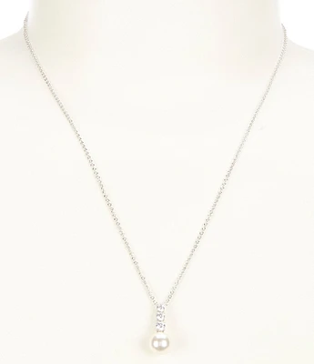 Nadri Camila Pearl and CZ Crystal Drop Pendant Necklace