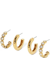 Nadri Crystal Farrah Bezel Hoop Earring Set