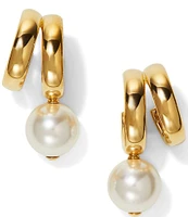 Nadri Farrah Pearl Drop Hoop Earrings