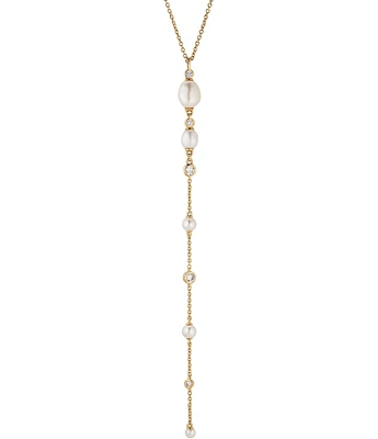 Nadri Siren Pearl and Crystal Y Necklace