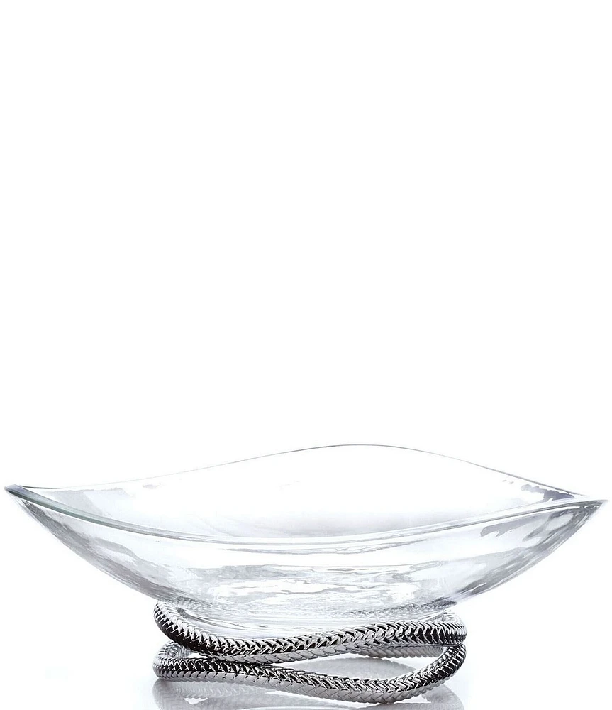 Nambe Braid Stand Glass Bowl