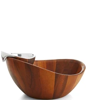 Nambe Harmony Wooden Chip & Dip Serving Bowl