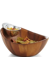 Nambe Harmony Wooden Chip & Dip Serving Bowl