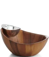 Nambe Harmony Wooden Chip & Dip Serving Bowl