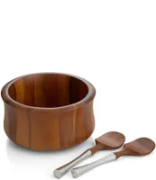 Nambe Nara Acacia Wood Salad Bowl with Servers