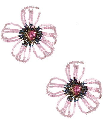 Natasha Accessories Bead Flower Resort Drop Earrings