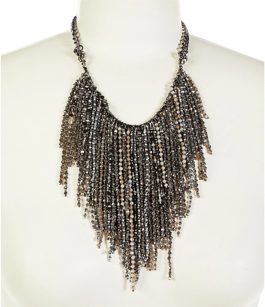 Natasha Accessories Bead Fringe Collar Necklace