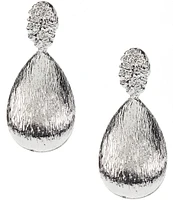 Natasha Accessories Brushed Teardrop Statement Drop Earrings