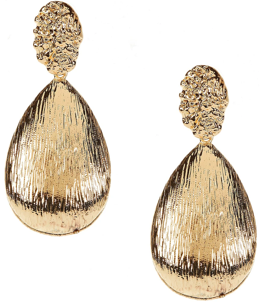 Natasha Accessories Brushed Teardrop Statement Drop Earrings