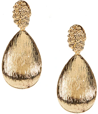 Natasha Accessories Brushed Teardrop Statement Drop Earrings