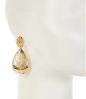 Natasha Accessories Brushed Teardrop Statement Drop Earrings