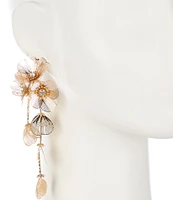 Natasha Accessories Crystal Flower Filigree Drop Statement Earrings