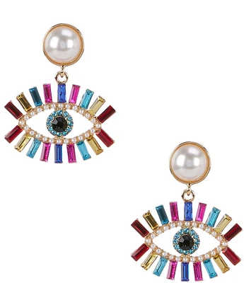 Natasha Accessories Evil Eye Stone Drop Earrings