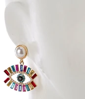 Natasha Accessories Evil Eye Stone Drop Earrings