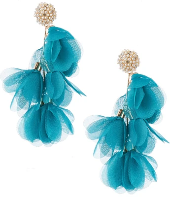 Natasha Accessories Fabric Petal Statement Drop Earrings