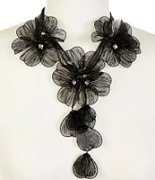 Natasha Accessories Flower Filigree Drop Y Necklace