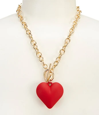 Natasha Accessories Puffy Matte Heart Statement Necklace