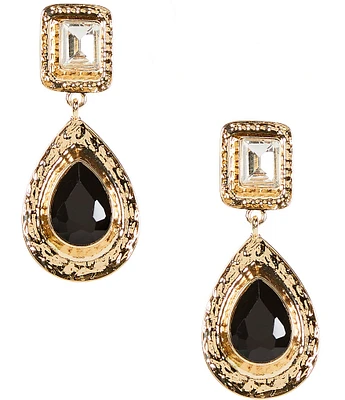 Natasha Accessories Square Teardrop Stone Drop Earrings