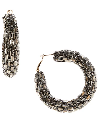 Natasha Accessories Stone Tape Hoop Earrings