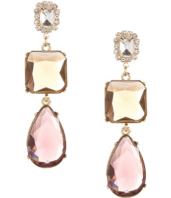 Natasha Accessories Triple Stone Drop Earrings