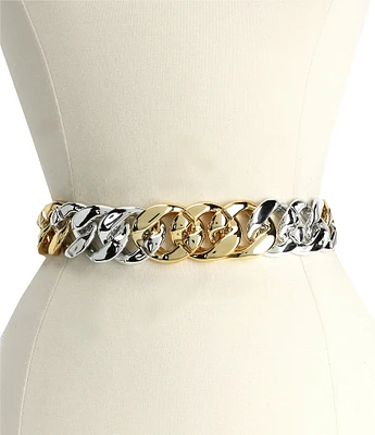 Natasha Accessories Two Tone Thick Chain Link Belt