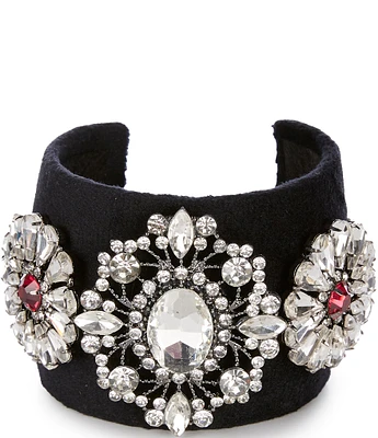 Natasha Accessories Velvet Stone Cuff Bracelet