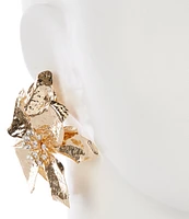Natasha Accessories XL Metal Crystal Flower Drop Earrings