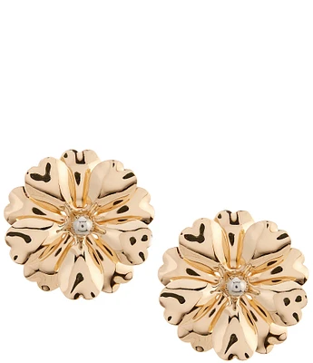 Natasha Accessories 3D Metal Flower Stud Earrings