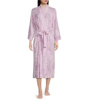 Natori Misty Leopard Print Long Sleeve Knit Robe