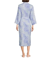 Natori Misty Leopard Print Long Sleeve Knit Robe