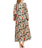 Natori Dynasty Crowded City Satin Zip Caftan