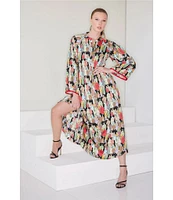 Natori Dynasty Crowded City Satin Zip Caftan