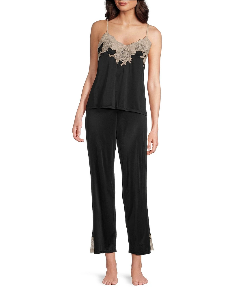 Natori Enchant Knit Sleeveless V-Neck Lace Pajama Set