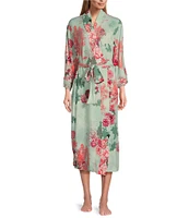 Natori Majestic Garden Cozy Knit Long Sleeve Shawl Collar Long Robe