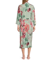 Natori Majestic Garden Cozy Knit Long Sleeve Shawl Collar Long Robe