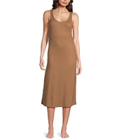 Natori Sleeveless Scoop Neck Brushed Knit Lounge Dress