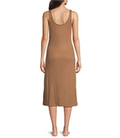 Natori Sleeveless Scoop Neck Brushed Knit Lounge Dress