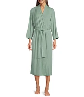 Natori Soothe Ribbed Knit Long Sleeve Shawl Collar Robe