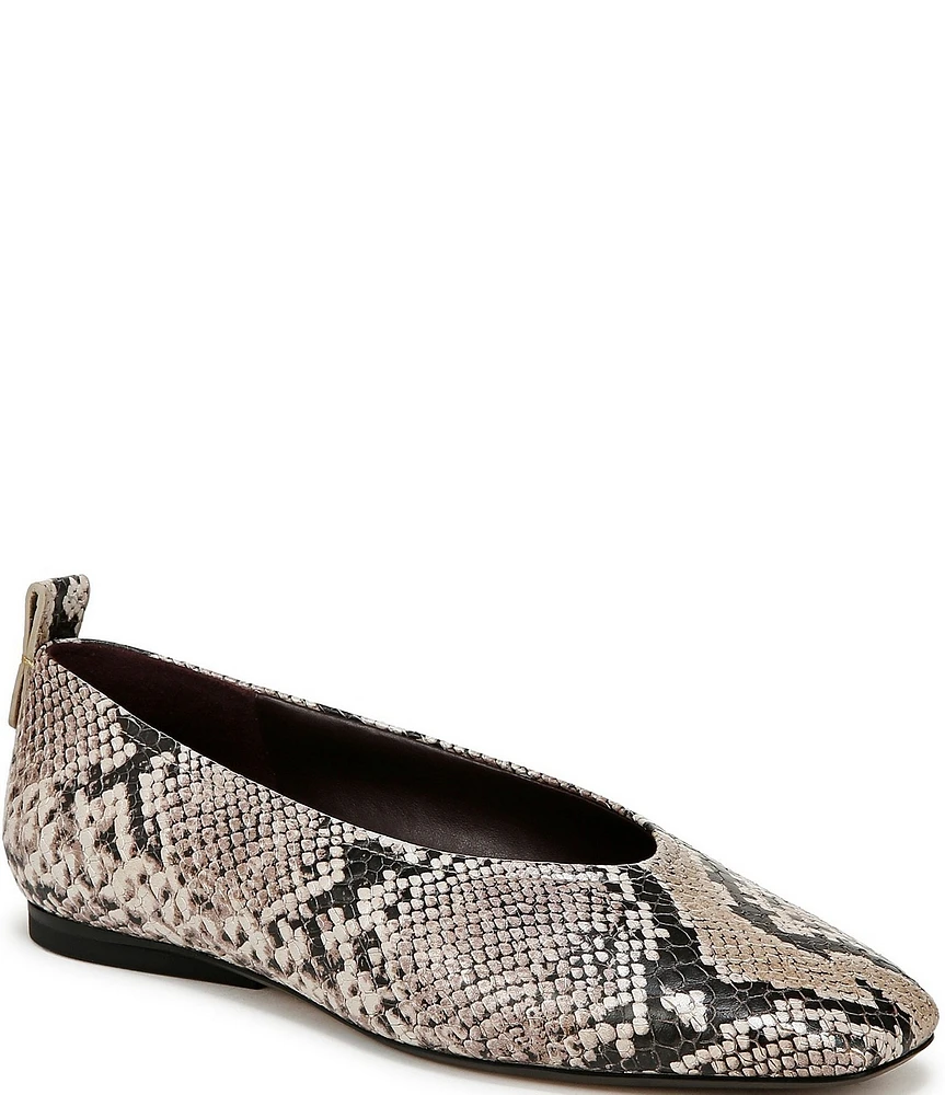 Naturalizer 27 EDIT Carla Snake Skin Leather Square Toe Casual Ballet Flats