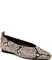 Naturalizer 27 EDIT Carla Snake Skin Leather Square Toe Casual Ballet Flats