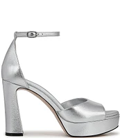 Naturalizer 27 EDIT Delphie Metallic Leather Ankle Strap Platform Dress Sandals