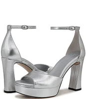 Naturalizer 27 EDIT Delphie Metallic Leather Ankle Strap Platform Dress Sandals