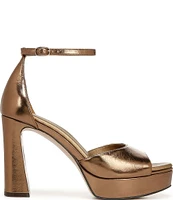 Naturalizer 27 EDIT Delphie Metallic Leather Ankle Strap Platform Dress Sandals