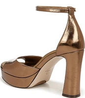 Naturalizer 27 EDIT Delphie Metallic Leather Ankle Strap Platform Dress Sandals