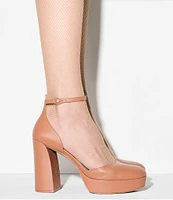 Naturalizer 27 EDIT Giovanna Leather Ankle Strap Platform Dress Pumps