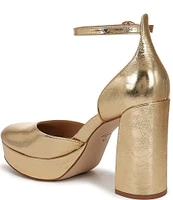 Naturalizer 27 EDIT Giovanna Metallic Leather Ankle Strap Platform Dress Pumps