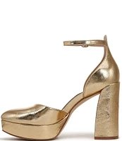 Naturalizer 27 EDIT Giovanna Metallic Leather Ankle Strap Platform Dress Pumps