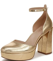 Naturalizer 27 EDIT Giovanna Metallic Leather Ankle Strap Platform Dress Pumps